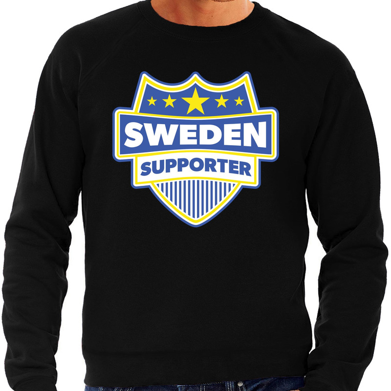 Zweden-Sweden schild supporter sweater zwart voor heren