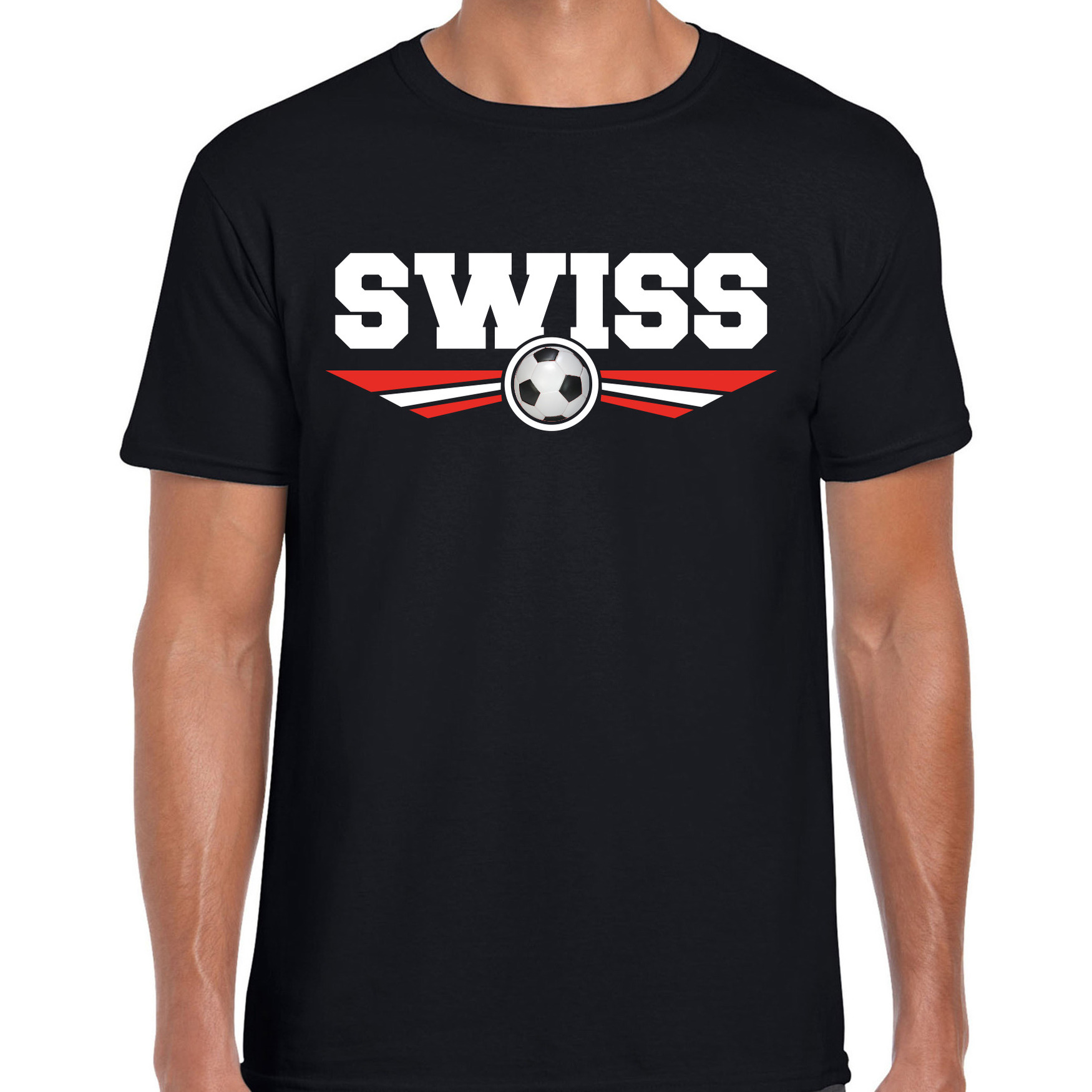Zwitserland-Switzerland landen-voetbal t-shirt zwart heren