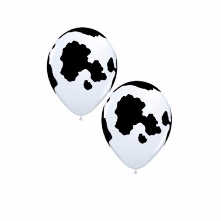 12 ballonnen met vlekken van koe 28 cm