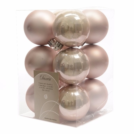 Complete kerstballen set zilver-donkerblauw-lichtroze voor 150 cm Kerstboom