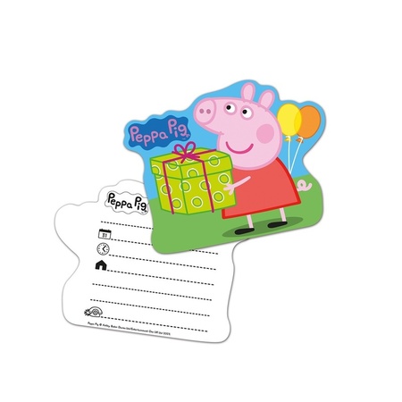 12x Peppa Pig party theme invitations/cards