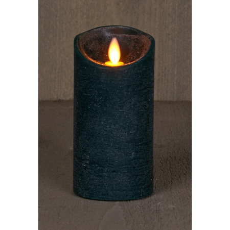 1x Antique green LED candle with moving flame 15 cm