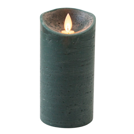 1x Antique green LED candle with moving flame 15 cm