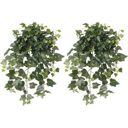 2x Green Hedera Helix/ivy artificial plants 65 cm outdoor