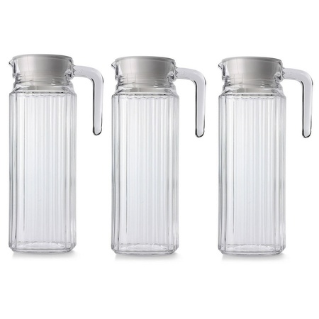 3x Luminarc glass jug with cap 1.1 L