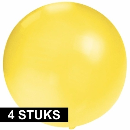 4x Big balloon 60 cm yellow