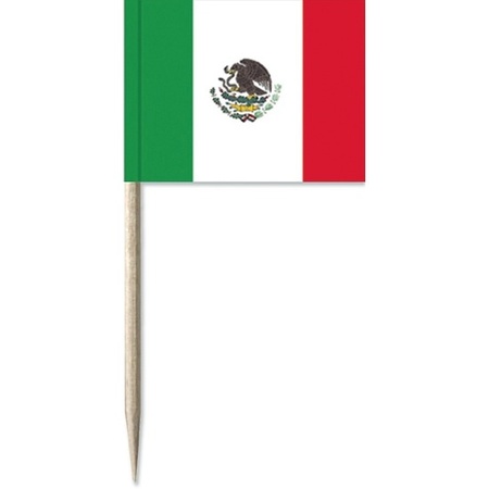 50x Groen/wit/rode Mexicaanse cocktailprikkertjes/kaasprikkertjes 8 cm
