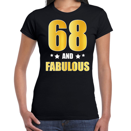68 and fabulous birthday present gold t-shirt / shirt black for women