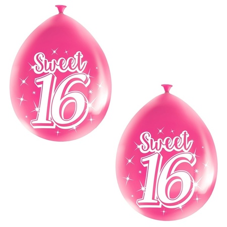 Sweet 16 verjaardag thema ballonnen 8 stuks