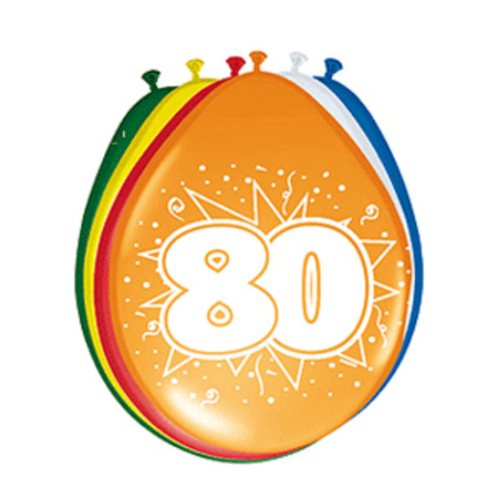 16 party ballonnen 80 jaar opdruk + sticker