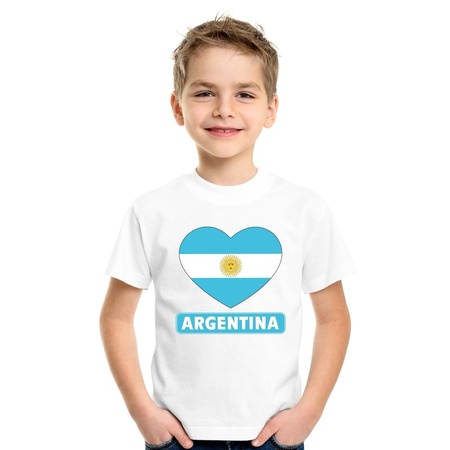 T-shirt wit Argentinie vlag in hart wit kind
