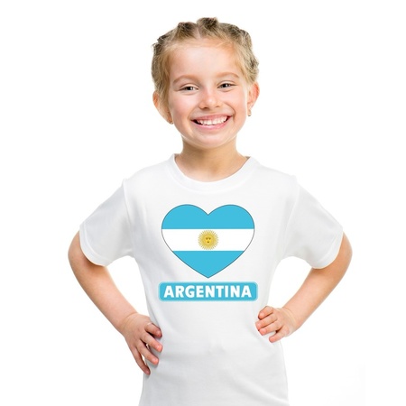 T-shirt wit Argentinie vlag in hart wit kind
