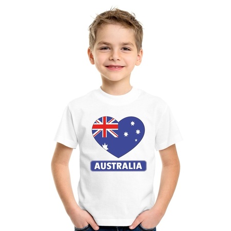 T-shirt wit Australie vlag in hart wit kind