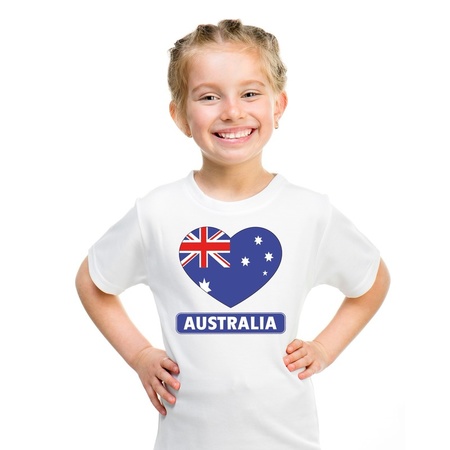 T-shirt wit Australie vlag in hart wit kind