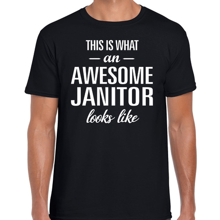 Awesome janitor / geweldige congierge cadeau t-shirt zwart voor heren