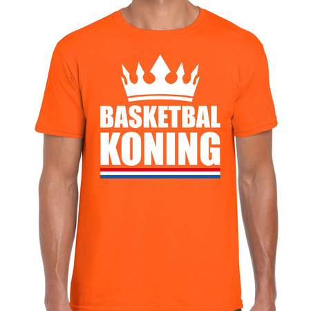 Basketbal koning t-shirt oranje heren - Sport / hobby shirts