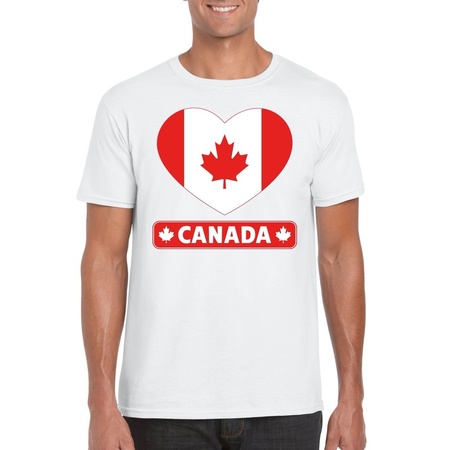 T-shirt wit Canada vlag in hart wit heren