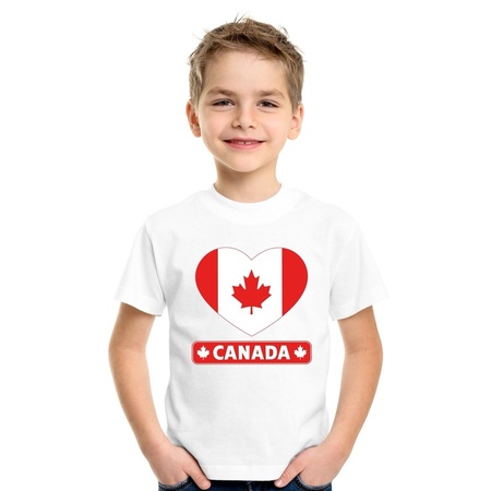 T-shirt wit Canada vlag in hart wit kind
