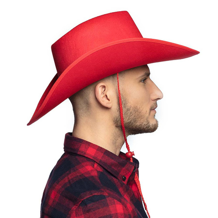 Carnaval verkleed Cowboy hoed Billy Boy - rood - volwassenen - Western thema