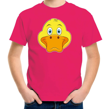 Cartoon eend t-shirt roze voor jongens en meisjes - Cartoon dieren t-shirts kinderen
