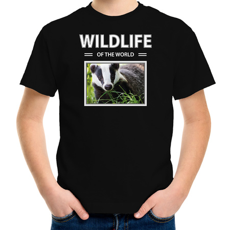 Animal Badgers photo t-shirt animals of the world black for children