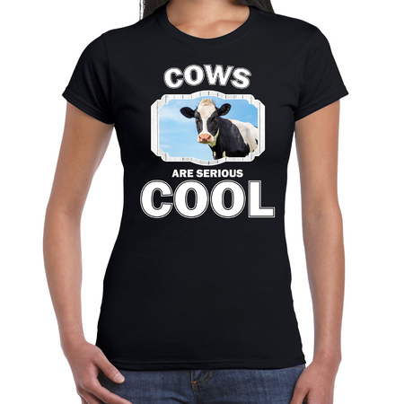 Dieren koe t-shirt zwart dames - cows are cool shirt