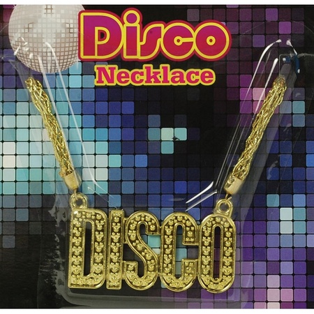 Disco verkleedsetje gouden bril met disco ketting