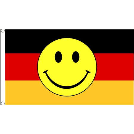 Duitse vlag met gele smiley 90 x 150 cm