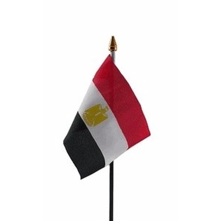 Polyester Egyptische vlag voor op bureau 10 x 15 cm