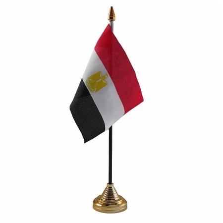 Polyester Egyptische vlag voor op bureau 10 x 15 cm
