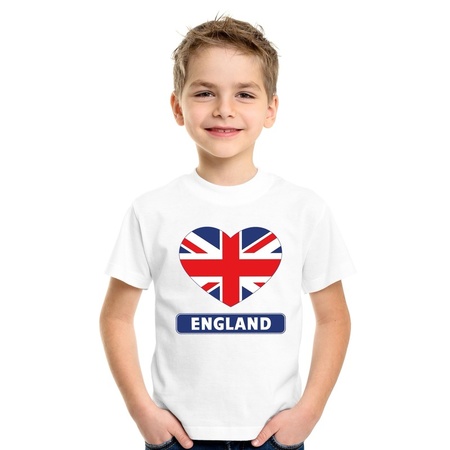 England heart flag t-shirt white kids