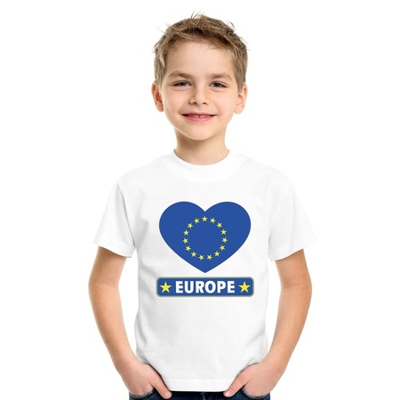 T-shirt wit Europa vlag in hart wit kind