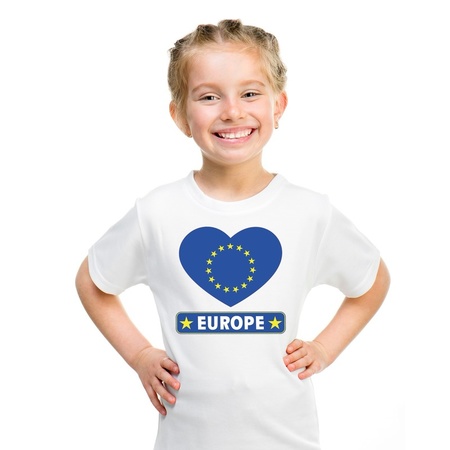 T-shirt wit Europa vlag in hart wit kind