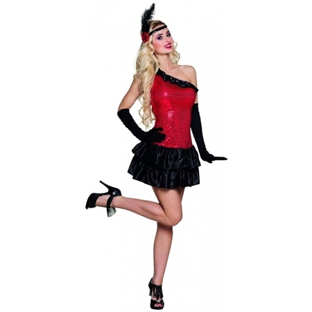 Compleet Flapper kostuum rood/zwart