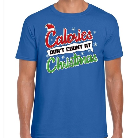 Blauw fout Kerst shirt calories dont count at christmas voor heren