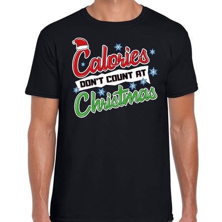Zwart fout Kerst shirt calories dont count at christmas voor heren