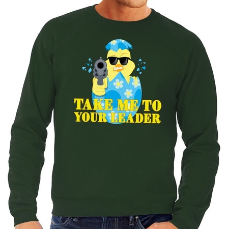 Funny easter sweater green take me to your leader for men