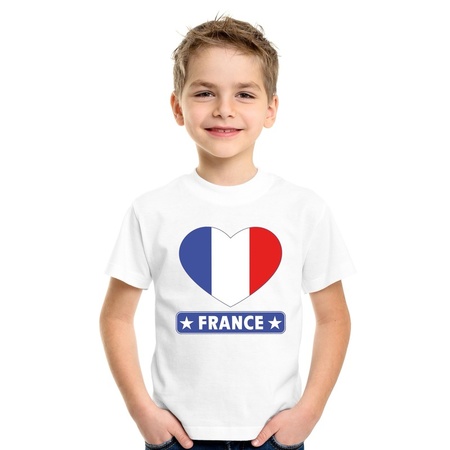 France heart flag t-shirt white kids