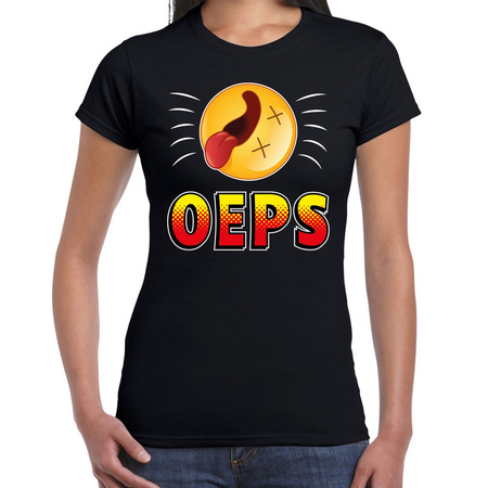Funny emoticon Oeps knock out t-shirt for women black