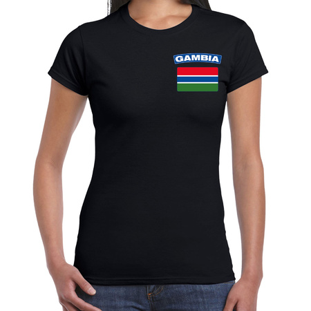 Gambia t-shirt with flag black on chest for women