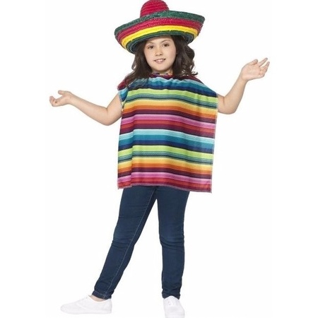 Mexicaanse poncho en sombrero kind