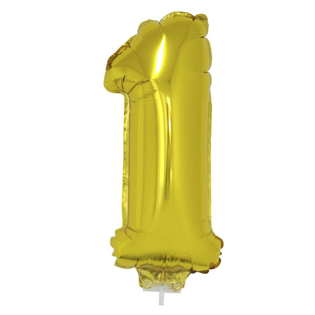 Opblaasbare cijfer ballon 1 goud 41 cm