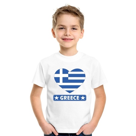 T-shirt wit Griekenland vlag in hart wit kind
