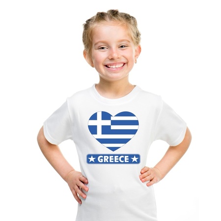 Greece heart flag t-shirt white kids