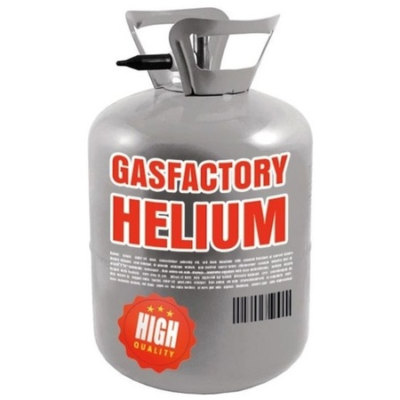Helium tank with 30 silver balloons