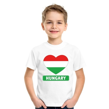 T-shirt wit Hongarije vlag in hart wit kind