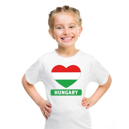 Hungary heart flag t-shirt white kids