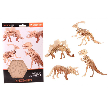 Wood 3D puzzles set dino Stegosaurus and Triceratops 23 cm