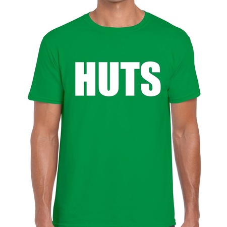 HUTS tekst t-shirt groen heren