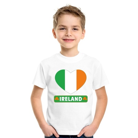 T-shirt wit Ierland vlag in hart wit kind